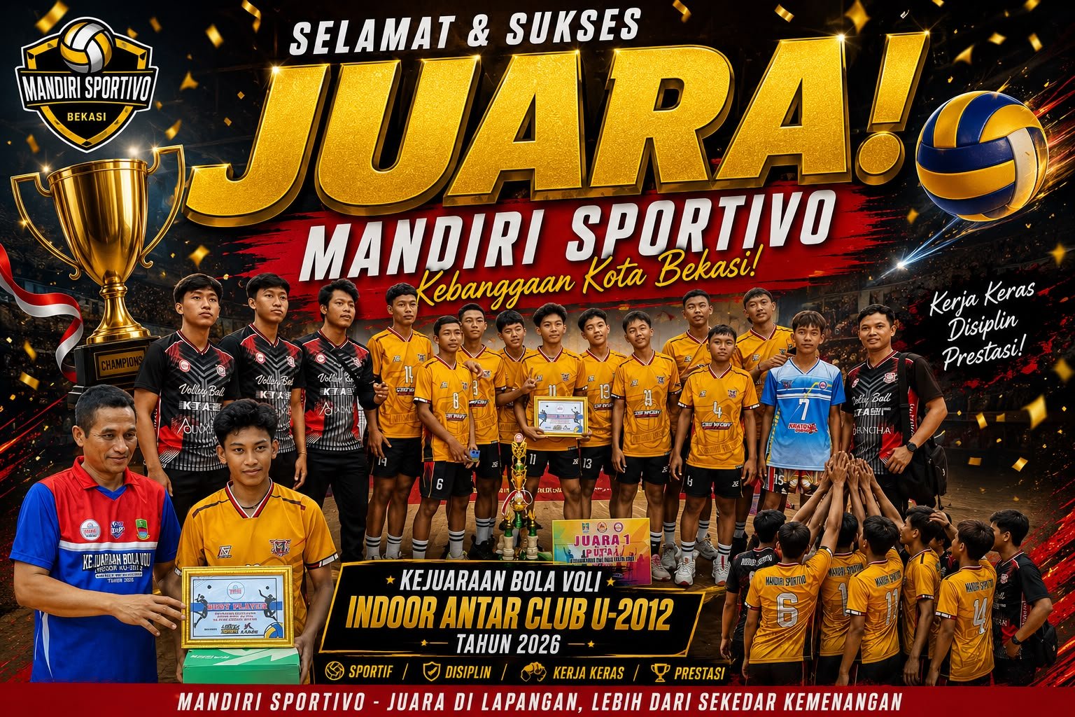 Mandiri Sportivo Kota Bekasi Menang Dramatis atas MBJ Kabupaten Bekasi, Sakti Raih Penghargaan Best Player