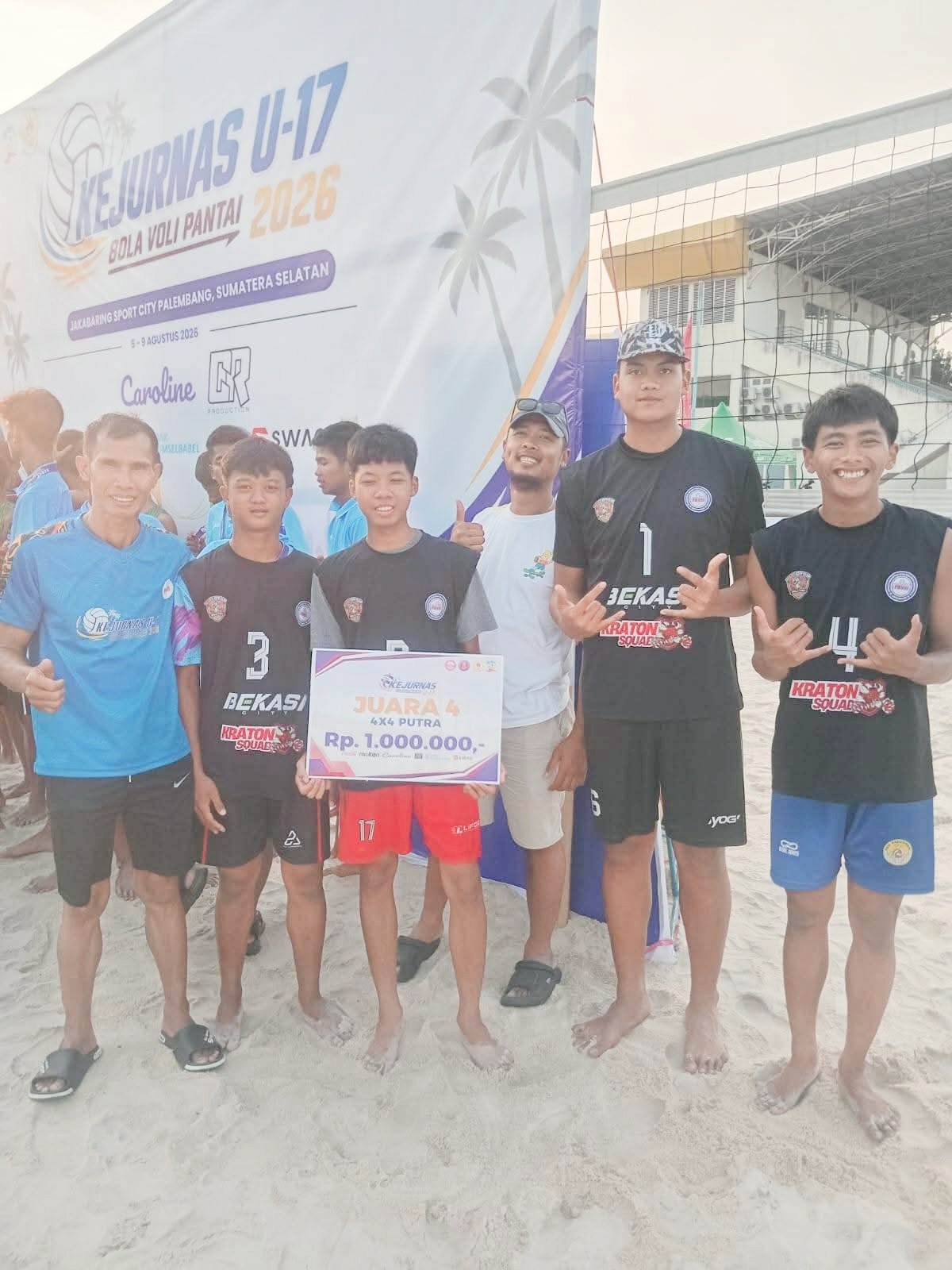 Bola Voli Pasir Putra Kota Bekasi Meraih Peringkat 4 Nasional di Kejurnas Palembang 2026